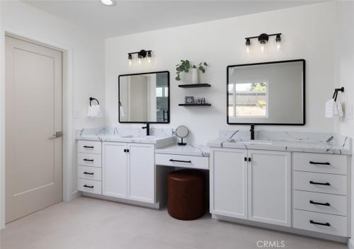 Master bath, his and hers vanity. Access to master closet